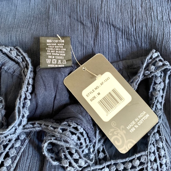 Cotton Dress Navy Blue - Picture 3 of 5